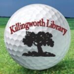 Here's an alt tag for the image: `Killingworth Library logo on golf ball`